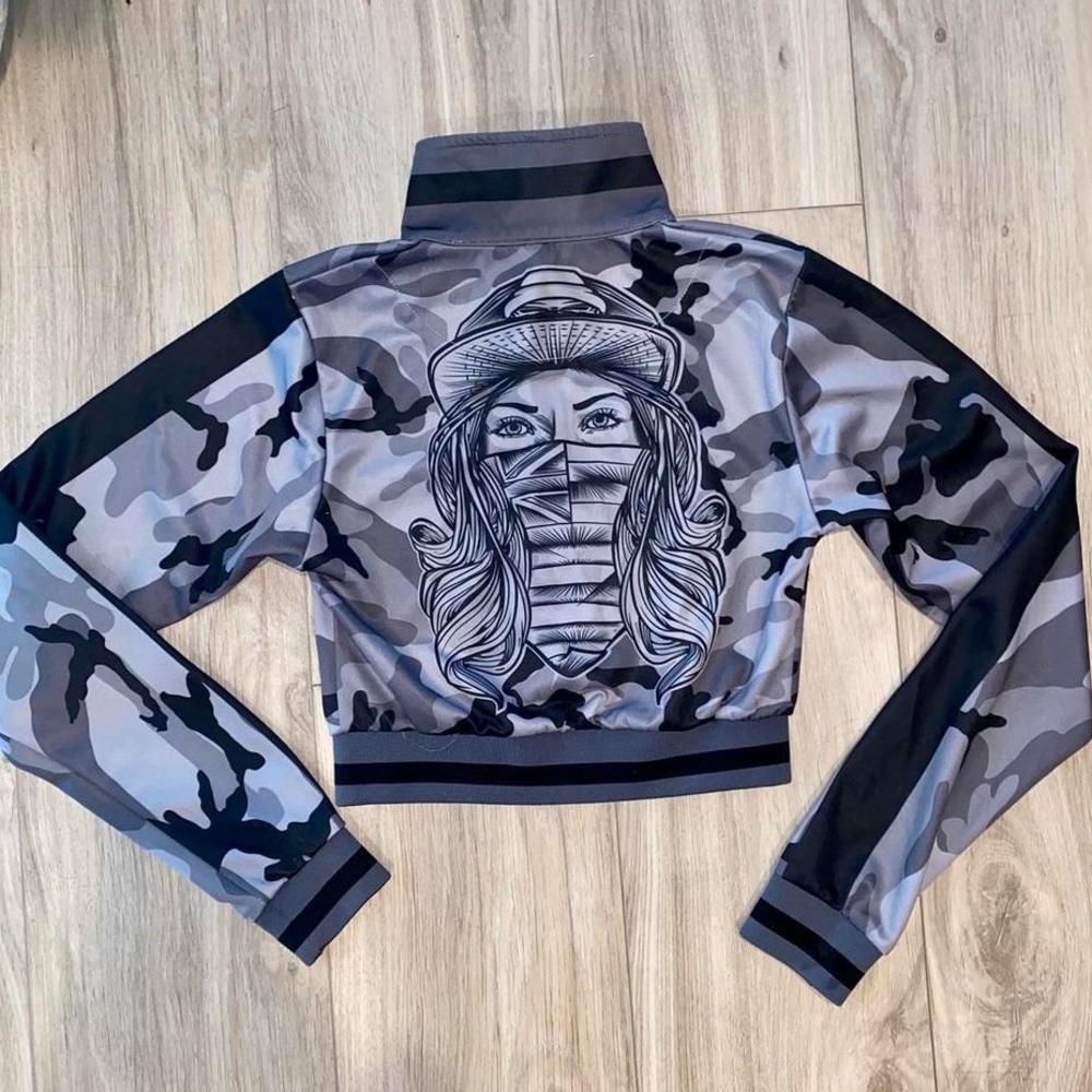 Camouflage Cropped Track Jacket